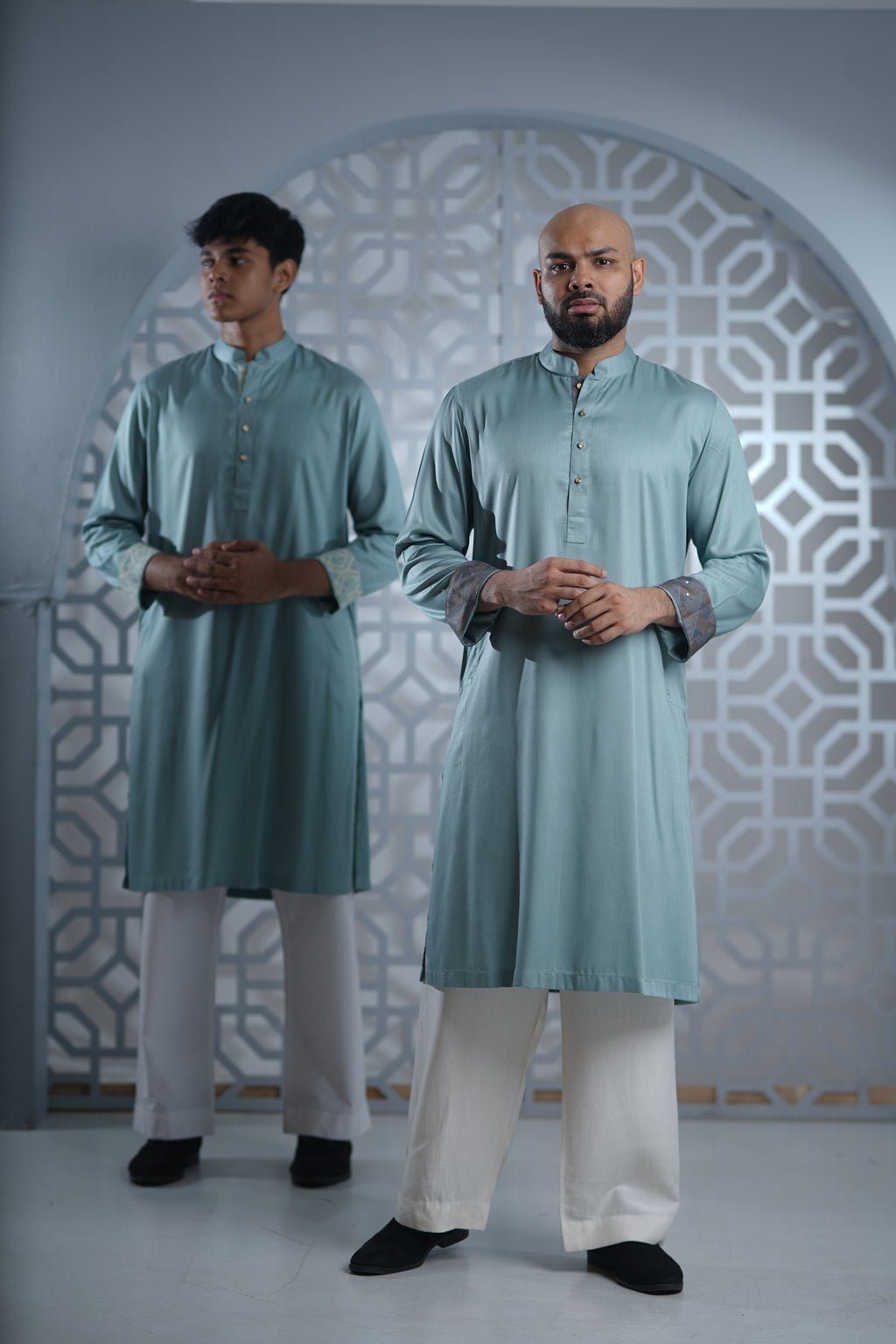 Mint Chevron Panjabi