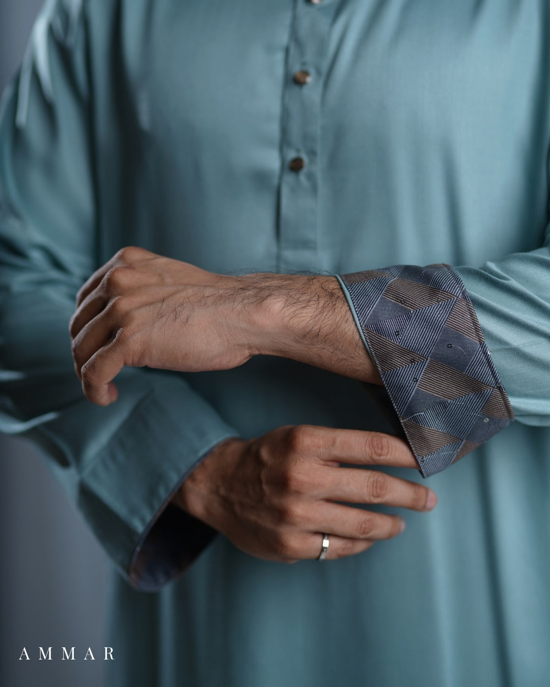 Mint Chevron Panjabi